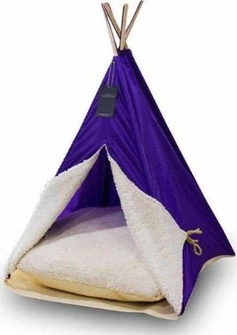Bedspet Peluş Tek Fonksiyonlu 50x50x70 cm Üstü Kapalı Kedi Yatağı Mor