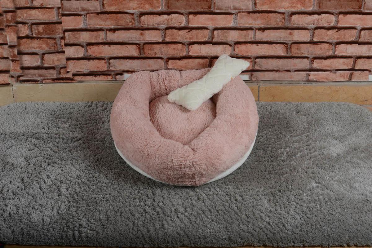 Cookie Pet Sherpa Tek Fonksiyonlu 60 cm Simit Kedi Yatağı Pembe