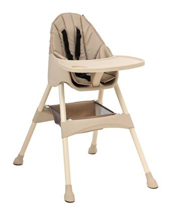 Duux Omega Basic Metal 5 Noktalı Emniyet Kemeri 15 kg Kapasiteli Tekerleksiz Tepsili Oturaklı Yükselticili Katlanır Portatif Mama Sandalyesi Bej