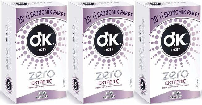 Okey Zero Extreme İnce Tırtıklı Prezervatif 3x20'li