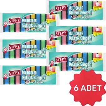 Stepy Multicolor Oluklu 6x10'lu Bulaşık Süngeri