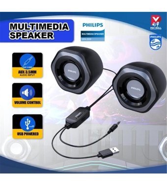 Philips SPA2209 USB Kablolu Mini 1+1 Bilgisayar Hoparlörü