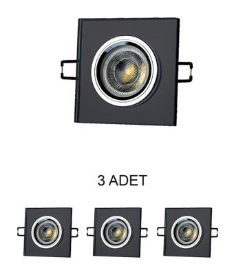 Cata CT-6647 G10 Alüminyum 3'lü Kare Gömme LED Spot Siyah