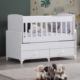 Setay Elegant 60x120 Suntalam Dikdörtgen Çekmeceli Sallanan Beşik Beyaz