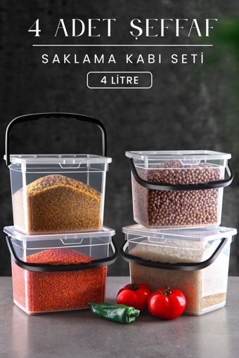 Kitchen Life Mega Boy Kare Plastik Saklama Kabı 4x4 lt