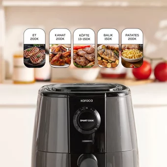 Karaca Smart Cook Airfryer 2.2 lt Yağsız Sıcak Hava Fritözü Gri