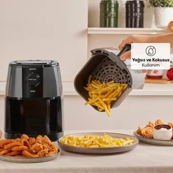 Karaca Smart Cook Airfryer 2.2 lt Yağsız Sıcak Hava Fritözü Gri