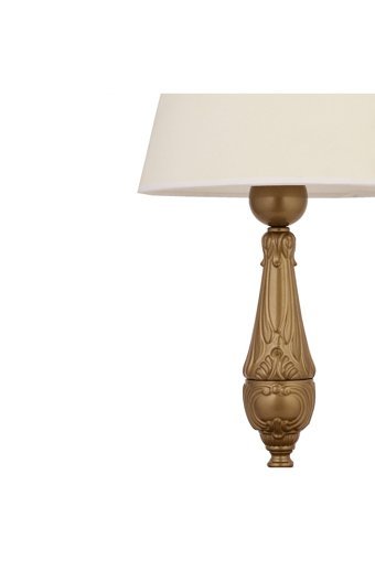 Apliqa Marina Modern Tekli Kumaş Tek Ayak Abajur Beyaz-Bronz
