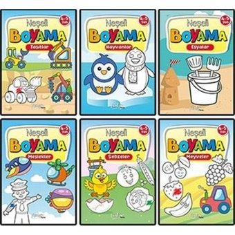 4 - 5 Yaş Neşeli Boyama Seti - 6 Kitap Takım - Buçe Dayı - Pinokyo