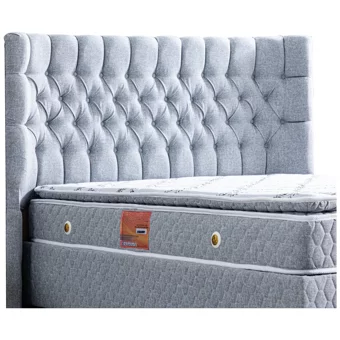 Setay Napoli 190 x 140 cm Ayrılabilen Yataklı Başlıklı Çift Kişilik Sandıklı Baza Seti Gri