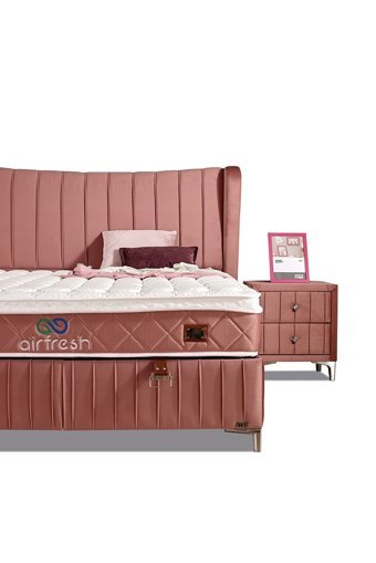 İmaj Airfresh 140 x 190 cm Başlıksız Çift Kişilik Sandıklı Baza Pembe
