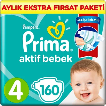 Prima Aktif Bebek 2 Numara Cırtlı Bebek Bezi 160 Adet