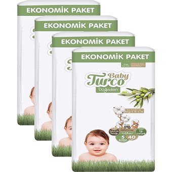 Baby Turco Doğadan Junior 5 Numara Cırtlı Bebek Bezi 4x40 Adet