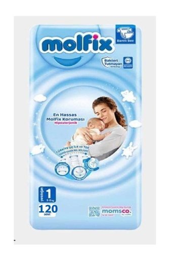 Molfix 3D Yenidoğan 1 Numara Göbek Oyuntulu Cırtlı Bebek Bezi 120 Adet