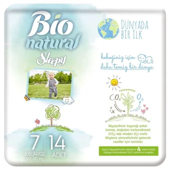 Sleepy Bio Natural 7 Numara Organik Cırtlı Bebek Bezi 14 Adet