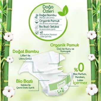 Bebem Natural Doğa Özleri 4 Numara Organik Cırtlı Bebek Bezi 540 Adet