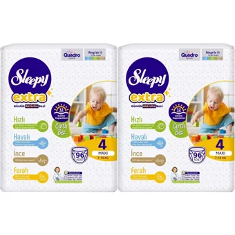 Sleepy Extra 4 Numara Organik Cırtlı Bebek Bezi 2x96 Adet