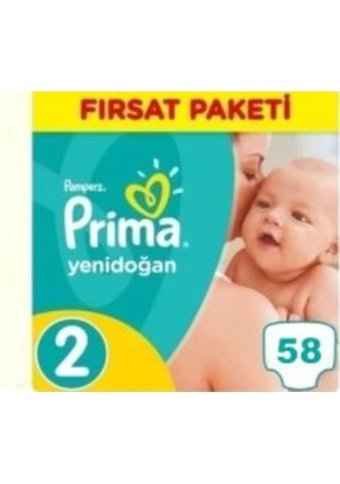 Prima Aktif Bebek 2-3 Numara Cırtlı Bebek Bezi 62 Adet + 2 Numara 58 Adet + 2 Numara 58 Adet