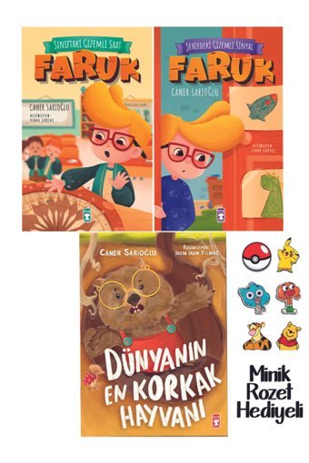Timaş Çocuk 1. 2. Sınıf Okuma Seti 3 Kitap Dünyanın En Korkak Hayvanı-Faruk Şehirdeki Gizemli Sinyal-Faruk Sınıf