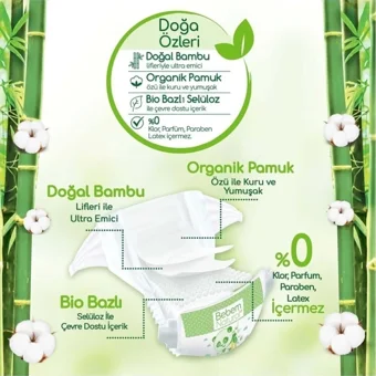 Bebem Natural Doğa Özleri Yenidoğan 1 Numara Organik Cırtlı Bebek Bezi 240 Adet