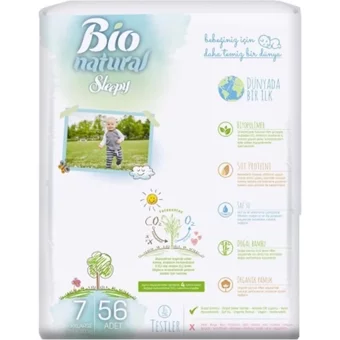 Sleepy Bio Natural 7 Numara Organik Cırtlı Bebek Bezi 4x56 Adet