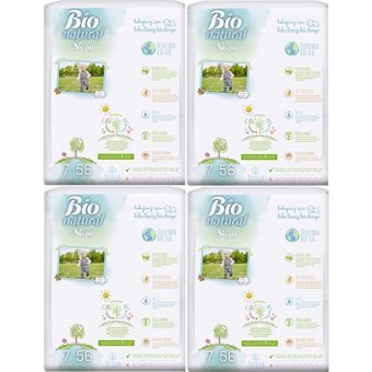Sleepy Bio Natural 7 Numara Organik Cırtlı Bebek Bezi 4x56 Adet