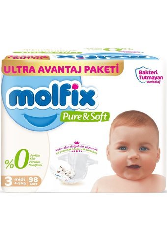 Molfix Pure & Soft 3 Numara Cırtlı Bebek Bezi 294 Adet