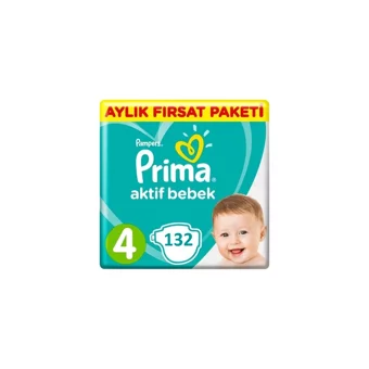 Prima Aktif Bebek 4 Numara Cırtlı Bebek Bezi 132 Adet