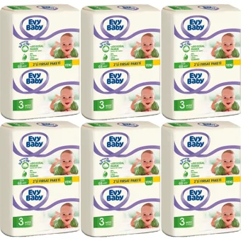 Evy Baby 2'li Fırsat Paketi 3 Numara Cırtlı Bebek Bezi 6x68 Adet