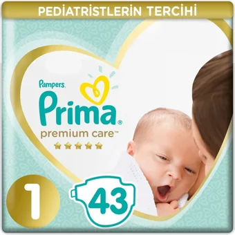 Prima Premium Care 1 Numara Cırtlı Bebek Bezi 3x43 Adet
