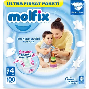 Molfix Maxi 4 Numara Cırtlı Bebek Bezi 400 Adet