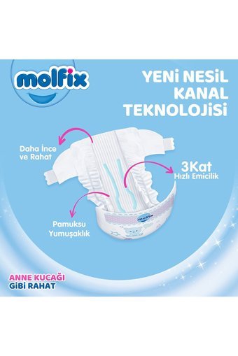 Molfix Anne Kucağı Gibi 4 Numara Cırtlı Bebek Bezi 186 Adet