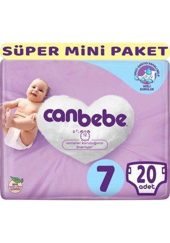 Canbebe XXL Süper Mini Paket 7 Numara Bantlı Bebek Bezi 20 Adet