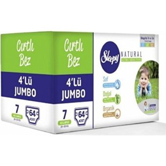 Sleepy Natural 7 + Numara Organik Cırtlı Bebek Bezi 64 Adet
