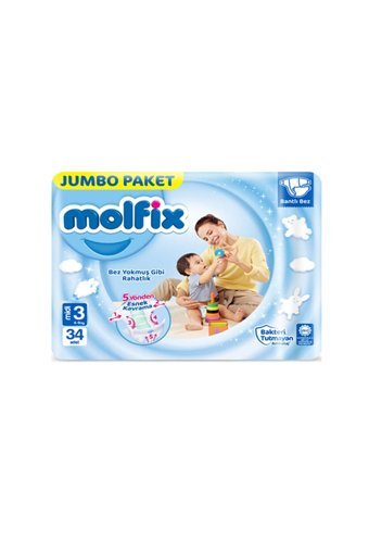 Molfix Midi 3 Numara Cırtlı Bebek Bezi 2x34 Adet