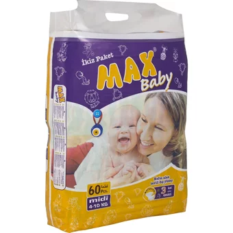 Max Baby Midi 3 Numara Cırtlı Bebek Bezi 60 Adet