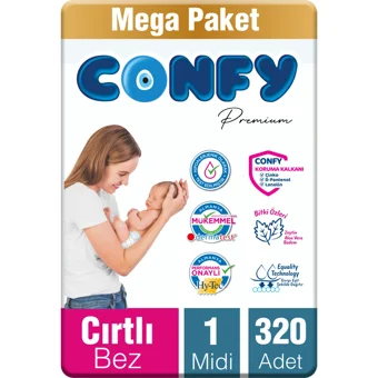 Confy Premium Maxi 4 Numara Cırtlı Bebek Bezi 224 Adet