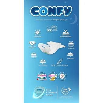 Confy Premium Maxi 4 Numara Cırtlı Bebek Bezi 224 Adet