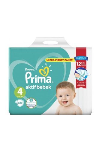 Prima Aktif Bebek 4 Numara Cırtı Bebek Bezi 120 Adet