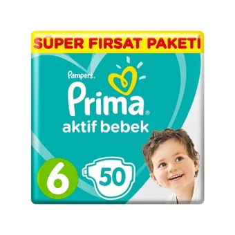 Prima Aktif Bebek 6 Numara Cırtlı Bebek Bezi 3x50 Adet