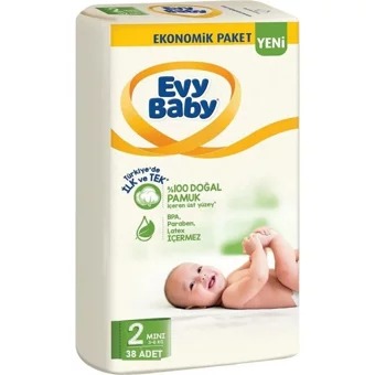Evy Baby Ekonomik Paket 2 Numara Cırtlı Bebek Bezi 76 Adet