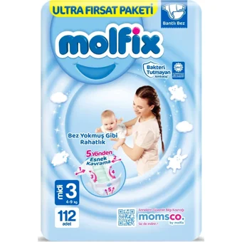 Molfix Midi 3 Numara Cırtlı Bebek Bezi 224 Adet