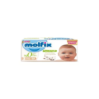 Molfix Pure & Soft 3 Numara Cırtlı Bebek Bezi 34 Adet