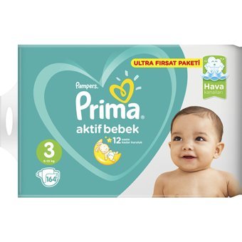 Prima Aktif Bebek 3 Numara Cırtlı Bebek Bezi 164 Adet
