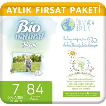 Sleepy Bio Natural XXLarge 7 Numara Organik Cırtlı Bebek Bezi 84 Adet