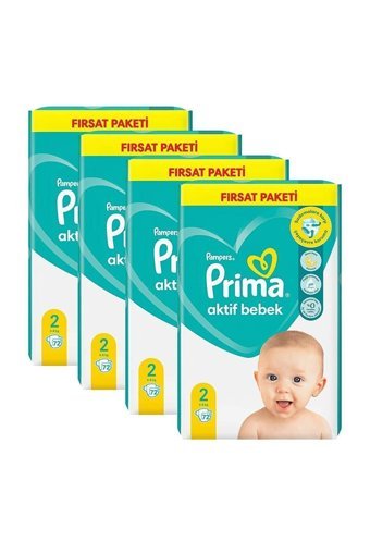 Prima Aktif Bebek 2 Numara Cırtlı Bebek Bezi 288 Adet