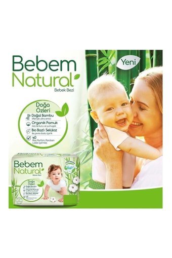 Molfix Bebem Natural Yenidoğan 1 Numara Organik Cırtlı Bebek Bezi 80 Adet