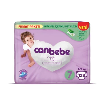 Canbebe 7 Numara Bantlı Bebek Bezi 128 Adet