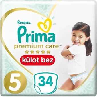 Prima Premium Care 5 Numara Külot Bebek Bezi 34 Adet