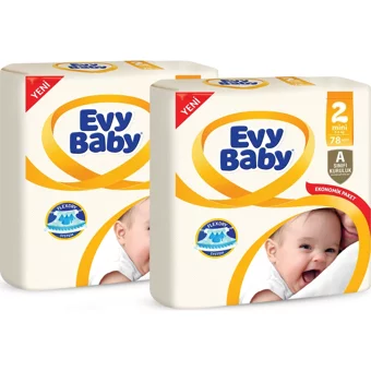 Evy Baby Süper Fırsat Paketi Mini 2 Numara Cırtlı Bebek Bezi 120 Adet